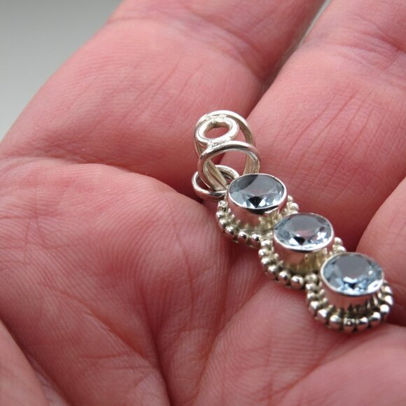 $300 Sterling Silver Aquamarine 2ct. Pendent - Picture 2 of 4